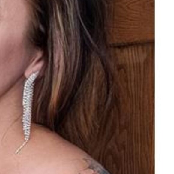 Chic Simulated Diamond Dangle Earrings - Hypoallergenic - Picture 7 of 7